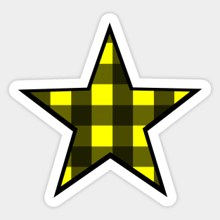 Yellow and Black Buffalo Plaid Star Sticker